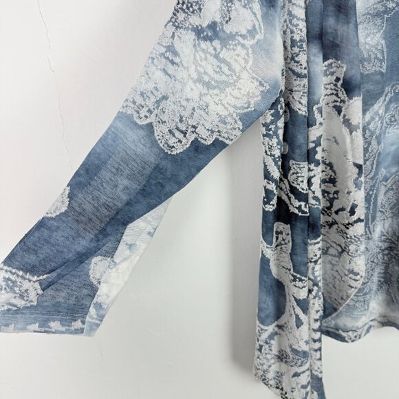 NWT Chico's Tonal Scroll Burnout Jacket Pattern Blue Chico's 2 US Size Large 12 - Picture 4 of 13